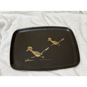 Vintage Mid-Century Modern Couroc Roadrunner Tray (Medium 12.5” x 9.5”) Barware